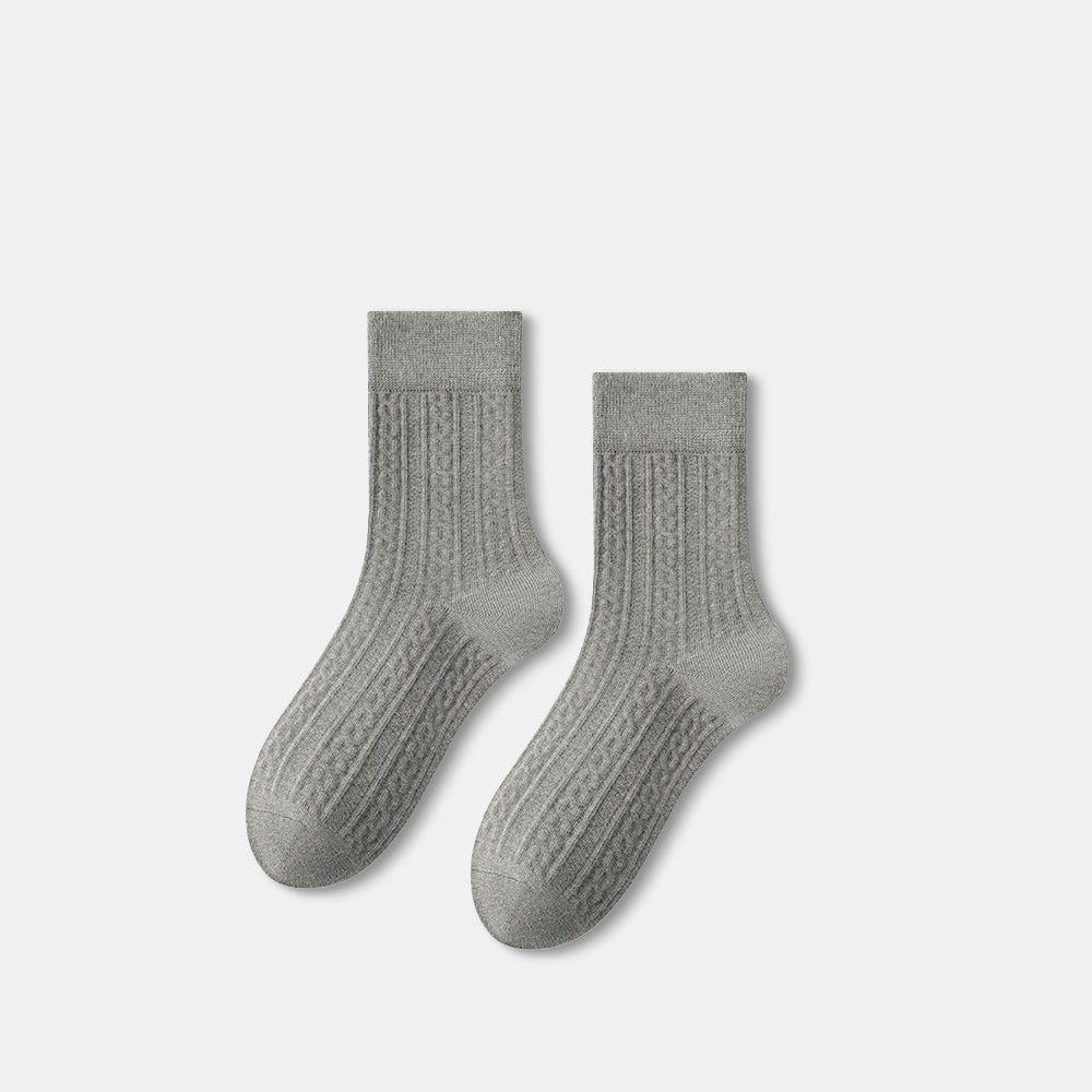 Cable-Knit Cotton Crew Socks for Women