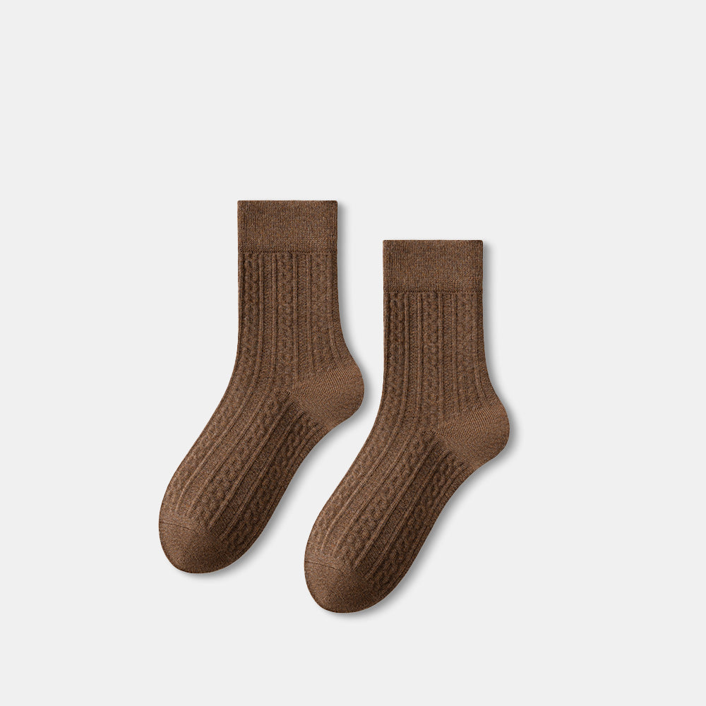 Cable-Knit Cotton Crew Socks for Women