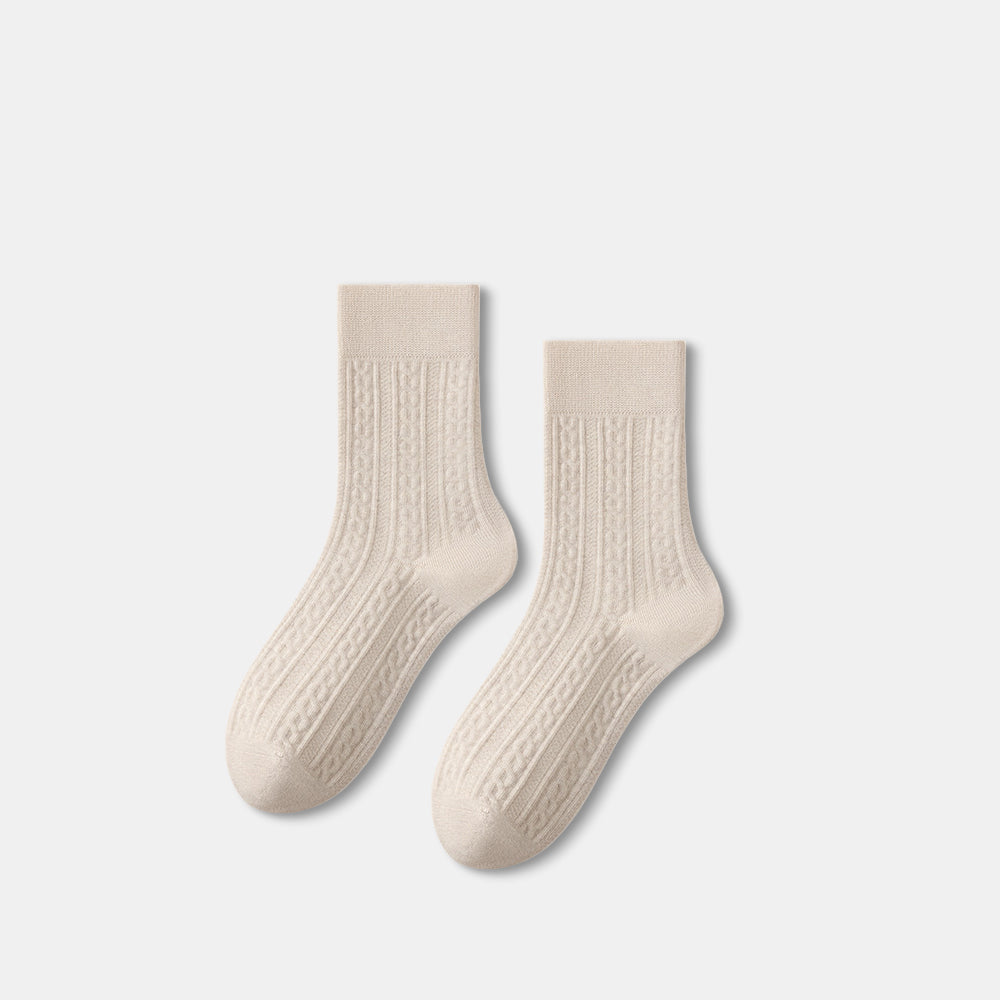 Cable-Knit Cotton Crew Socks for Women
