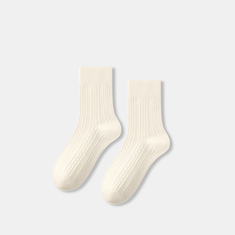 Cable-Knit Cotton Crew Socks for Women